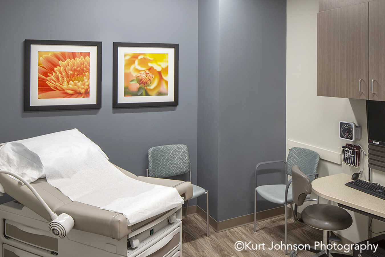 Allina Health art install healthcare installation orange flowers framed design