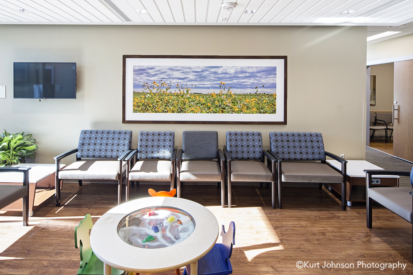 architectural interiors healthcare architecture interior design hospital clinic CHI lobby waiting installation framed art