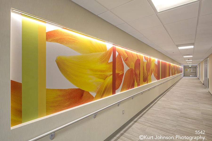 orange yellow flower canvas wall art midwest photography healthcare installation lexington regional health center NE