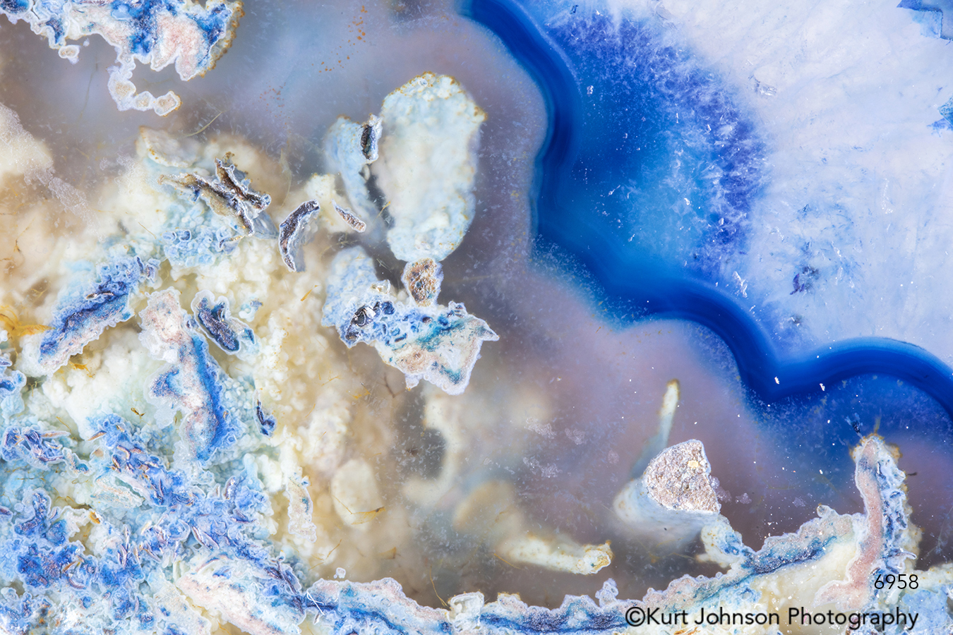 blue lines pattern geode agate crystal rock texture close up detail macro