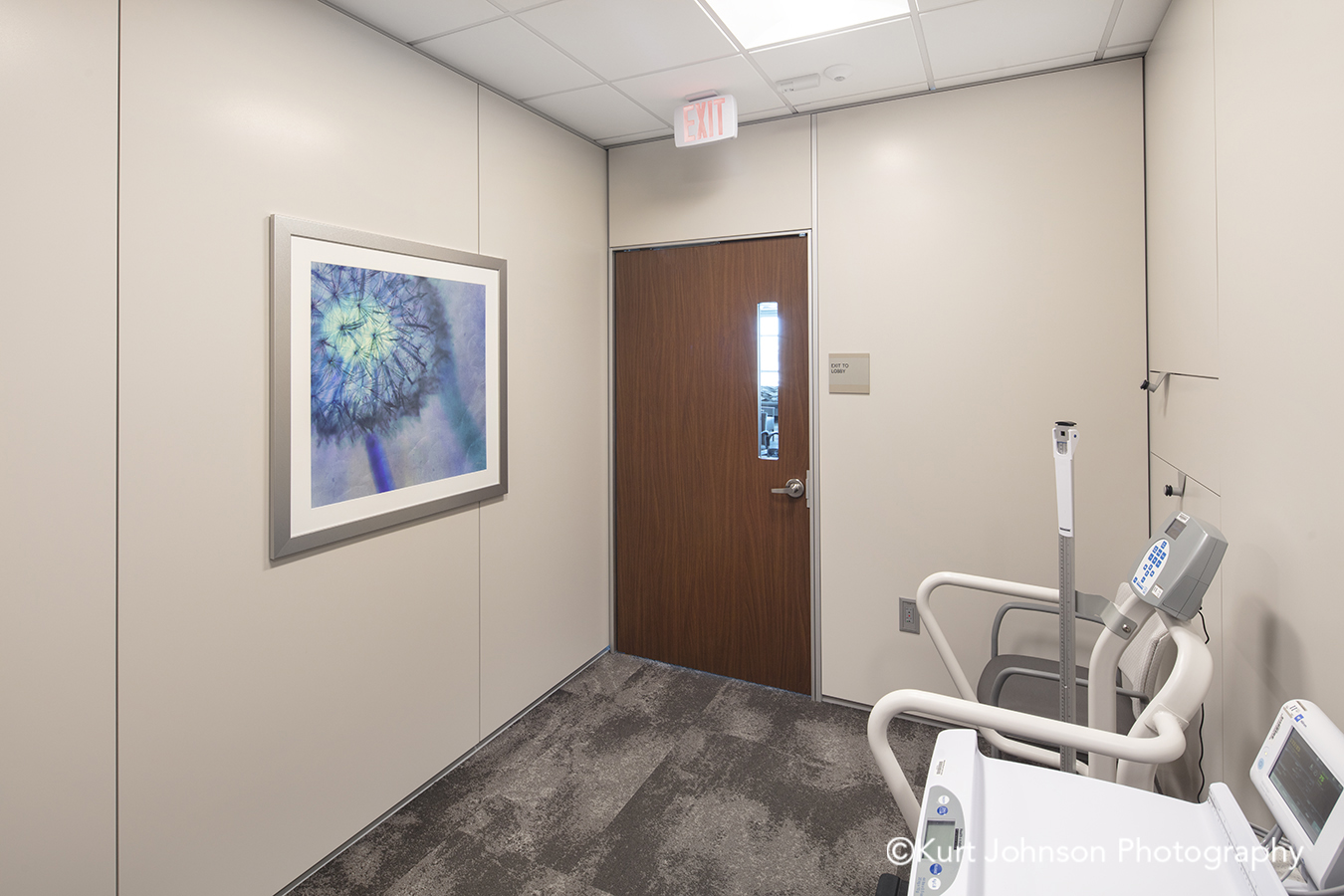 silver frame framed art install installation wall flower dandelion texture patient room table chairs methodist physicians clinic elkhorn nebraska best care positive distraction patient outcomes