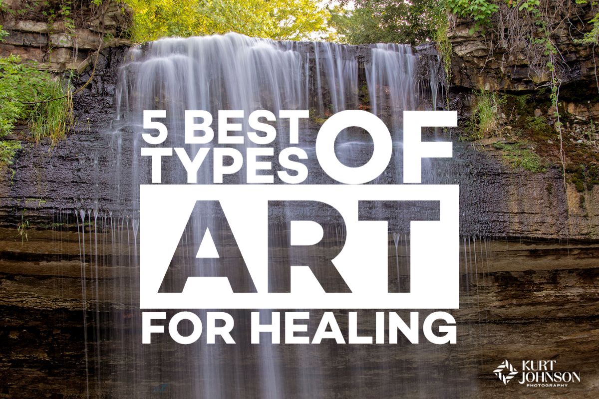 5 best types of art for healing in healthcare environments includes images like this soothing waterfall with lush green plant life growing around it